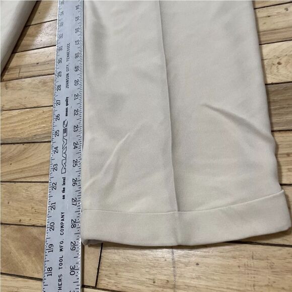 INC International Concepts Pleated Pants Women 8 Wide Cuff Cream High Rise 27x28 - Picture 9 of 16